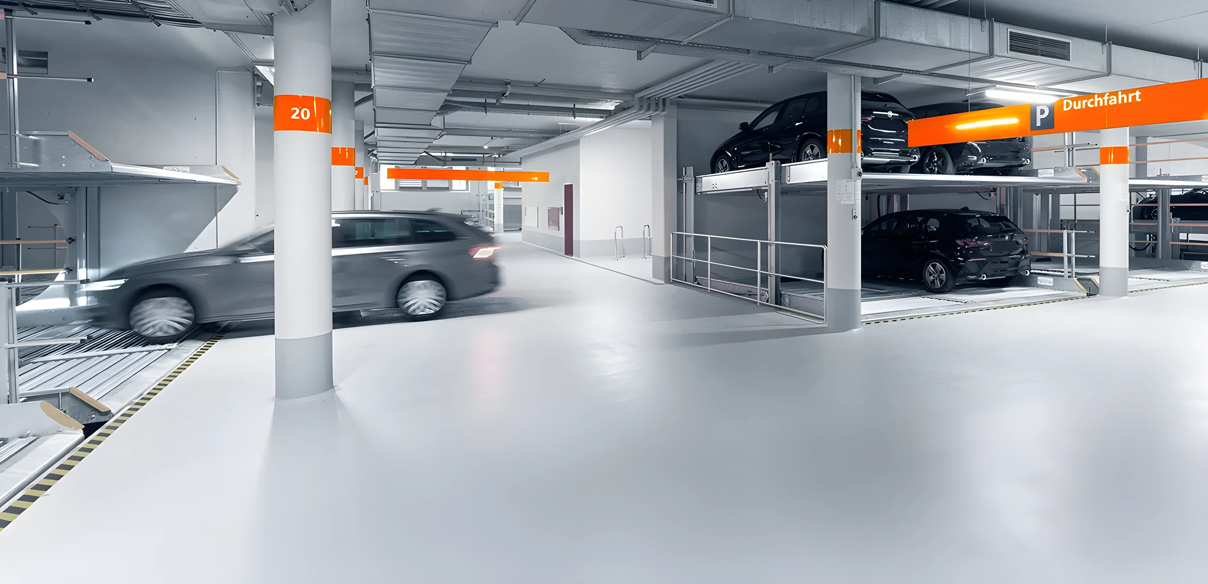KLAUS parking sistem sa pokretnim platformama, dva automobila na jednom parking mestu
